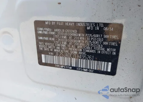 2015 Subaru Forester 2.5I Premium from USA, damaged, VIN JF2SJADC7FH495261